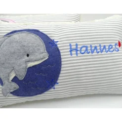 Kissen mit Namen,Delfin Delphin Wal Fisch Namenskissen Taufkissen Kuschelkissen Kindergartenkissen Geburtsgeschenk