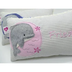 Kissen mit Namen,Delfin Delphin Wal Fisch Namenskissen Taufkissen Kuschelkissen Kindergartenkissen Geburtsgeschenk