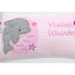 Kissen mit Namen,Delfin Delphin Wal Fisch Namenskissen Taufkissen Kuschelkissen Kindergartenkissen Geburtsgeschenk