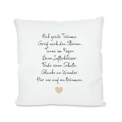Kissen mit Spruch "Hab große Träume", Geschenk u. Geschenkidee zum Geburtstag, Jugendweihe u. Konfirmation