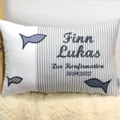 Kissen zur Kommunion oder Konfirmation, Kissen mit Namen, Namenskissen Geschenk, verschiedene Farben möglich