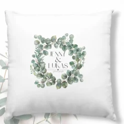 Kissenbezug 40x40 cm – personalisierbar mit Name & Datum, Hochzeitskissen, Geschenkidee für Paare