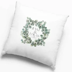 Kissenbezug 40x40 cm – personalisierbar mit Name & Datum, Hochzeitskissen, Geschenkidee für Paare