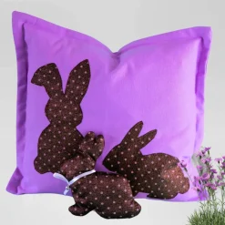 Kissenbezug 40x40/ Kissenhülle Ostern/ Osterhase aus Stoff /Ostergeschenk /Sofa Kissen / Osterhasen Deko / Kissen Lila