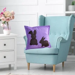 Kissenbezug 40x40/ Kissenhülle Ostern/ Osterhase aus Stoff /Ostergeschenk /Sofa Kissen / Osterhasen Deko / Kissen Lila