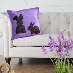 Kissenbezug 40x40/ Kissenhülle Ostern/ Osterhase aus Stoff /Ostergeschenk /Sofa Kissen / Osterhasen Deko / Kissen Lila