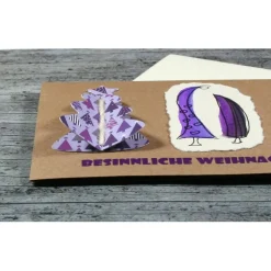 Klappkarte **Baum lila** von ZWEIFARBIG Kraftpapier Weihnachtswünsche Frohe Weihnachten Grußkarte Baum