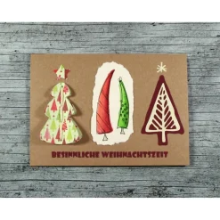 Klappkarte **Baum rot** von ZWEIFARBIG Kraftpapier Weihnachtswünsche Frohe Weihnachten Weihnachtsbaum