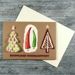Klappkarte **Baum rot** von ZWEIFARBIG Kraftpapier Weihnachtswünsche Frohe Weihnachten Weihnachtsbaum