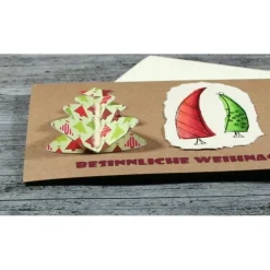 Klappkarte **Baum rot** von ZWEIFARBIG Kraftpapier Weihnachtswünsche Frohe Weihnachten Weihnachtsbaum