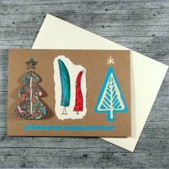 Klappkarte **Baum türkis** von ZWEIFARBIG Kraftpapier Weihnachtsgrüße Frohe Weihnachten Baum