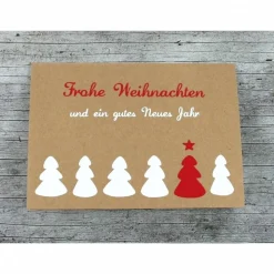 Klappkarte **6Bäume** von ZWEIFARBIG Kraftpapier Weihnachtswünsche Frohe Weihnachten Grußkarte Weihnachtskarte Weihnacht