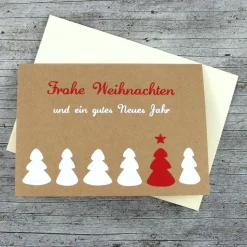 Klappkarte **6Bäume** von ZWEIFARBIG Kraftpapier Weihnachtswünsche Frohe Weihnachten Grußkarte Weihnachtskarte Weihnacht