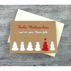 Klappkarte **6Bäume** von ZWEIFARBIG Kraftpapier Weihnachtswünsche Frohe Weihnachten Grußkarte Weihnachtskarte Weihnacht