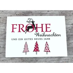 Klappkarte **3Bäume+Hirsch** von ZWEIFARBIG Weihnachtswünsche Frohe Weihnachten Grußkarte Weihnachtskarte Weihnachtsgrüße Baum Hirsch