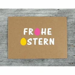 Klappkarte **Bunte Eier** von ZWEIFARBIG Kraftpapier Grußkarte Osterei Ostergrüße Frohe Ostern