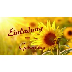 Klappkarte, Einladung, Glückwunschkarte DIN lang quer, Motiv: Sonnenblume