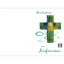 Klappkarte, Einladung,  zur Konfirmation Format DIN 6 hoch