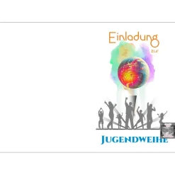 Klappkarte, Einladung,  zur Jugendweihe Format DIN 6 hoch
