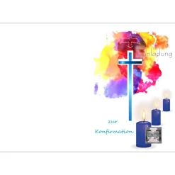Klappkarte, Einladung,  zur Konfirmation Format DIN 6 hoch