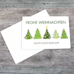 Klappkarte **Grüne Bäume** von ZWEIFARBIG Weihnachtswünsche Frohe Weihnachten Grußkarte Weihnacht