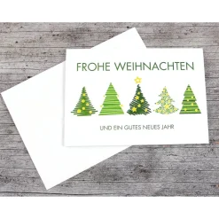 Klappkarte **Grüne Bäume** von ZWEIFARBIG Weihnachtswünsche Frohe Weihnachten Grußkarte Weihnacht