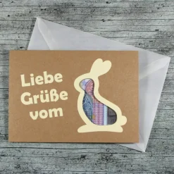 Klappkarte **Hase1** von ZWEIFARBIG mit Kuvert Geldgeschenk Ostern Geschenkkarte Kraftpapier Osterhase