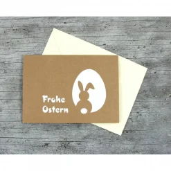 Klappkarte **Hase+Ei** von ZWEIFARBIG Kraftpapier Grußkarte Frohe Ostern Ostergrüße Osterkarte
