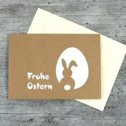 Klappkarte **Hase+Ei** von ZWEIFARBIG Kraftpapier Grußkarte Frohe Ostern Ostergrüße Osterkarte
