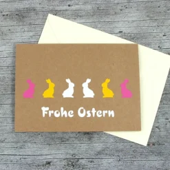 Klappkarte **Hasen** von ZWEIFARBIG Kraftpapier Grußkarte Ostern Ostergrüße Kraftpapierkarte Osterkarte Osterwünsche Frohe Ostern