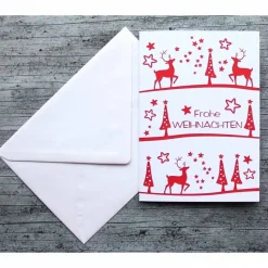 Klappkarte **Hirsche rot** von ZWEIFARBIG Weihnachtswünsche Frohe Weihnachten Grußkarte Weihnachtskarte