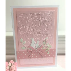 Klappkarte Ostern, Osterkarte, weiß/rosa, geprägt