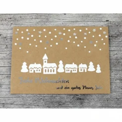 Klappkarte **Winterdorf** von ZWEIFARBIG Kraftpapier Weihnachtswünsche Frohe Weihnachten Weihnachtskarte Grüße