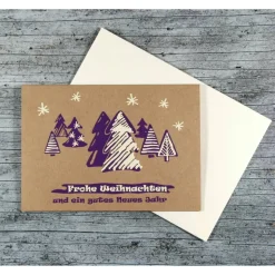 Klappkarte **Winterwald** von ZWEIFARBIG Kraftpapier Weihnachtswünsche Frohe Weihnachten Grußkarte Baum