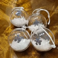 Klare Weihnachtskugeln befüllt, 4 Stück
