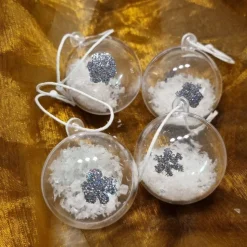 Klare Weihnachtskugeln befüllt, 4 Stück