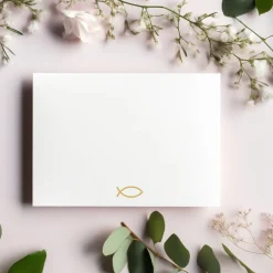 Klassische Konfirmationseinladungen mit Blätterkranz, Einladung zur Konfirmation, christliche Konfirmationskarte