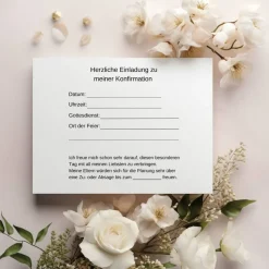 Klassische Konfirmationseinladungen mit Blätterkranz, Einladung zur Konfirmation, christliche Konfirmationskarte