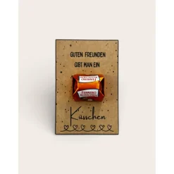 Kleine Aufmerksamkeit - Gastgeschenk mit Ferrero Küsschen – Kraftpapier Kärtchen 8,5x5,5 cm – Tischdeko für deine Feier