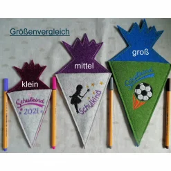 Kleine bestickte Schultüte aus Wollfilz *individuell nach Wunsch angefertigt
