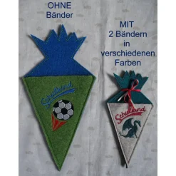 Kleine bestickte Schultüte "Rakete" aus Wollfilz in drei Größen *individuell nach Wunsch angefertigt