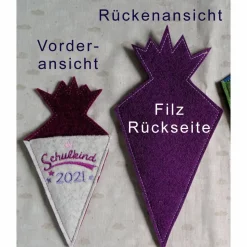 Kleine bestickte Schultüte 
