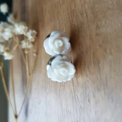 kleine Blumen Ohrstecker silberfarbe Ohrringe rot schwarz weiß türkis