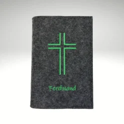 Kleine evangelische Gesangbuch Hülle aus Filz mit Kreuz und Name – personalisiertes Geschenk zur Konfirmation