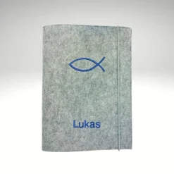 KLEINE evangelische Gesangbuch Hülle Filz KREUZ personalisiert mit Verschluss. Geschenk zur Konfirmation