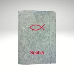 KLEINE evangelische Gesangbuch Hülle Filz KREUZ personalisiert mit Verschluss. Geschenk zur Konfirmation