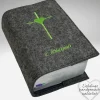 KLEINE evangelische Gesangbuch Hülle Filz HERZKREUZ personalisiert KL31