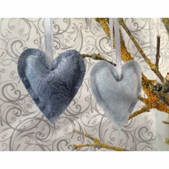 kleine Herzchen Stoff grau silber