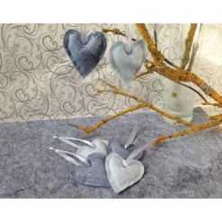 kleine Herzchen Stoff grau silber