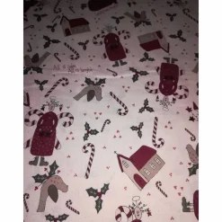 kleine Herzen in beige und rot -Kombistoff zu Candy Cane Angels